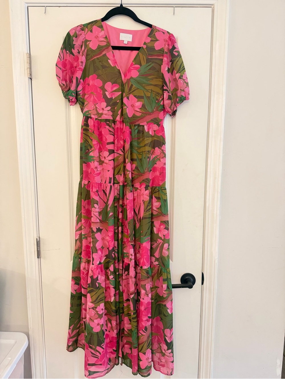 Sugarlips Pink & Green Floral Maxi Dress